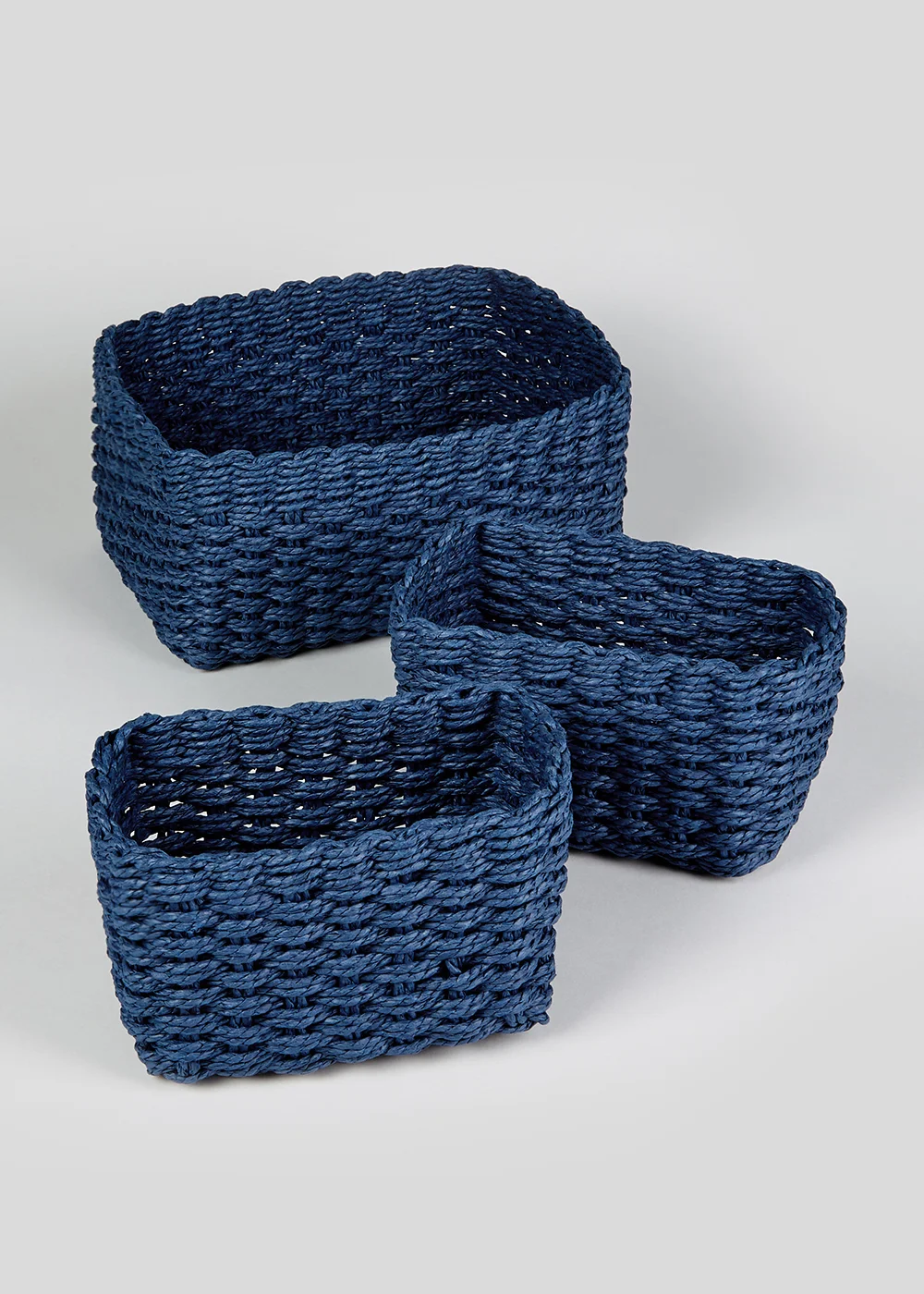 Set of 3 Navy Paper Rope Storage Baskets Image 1