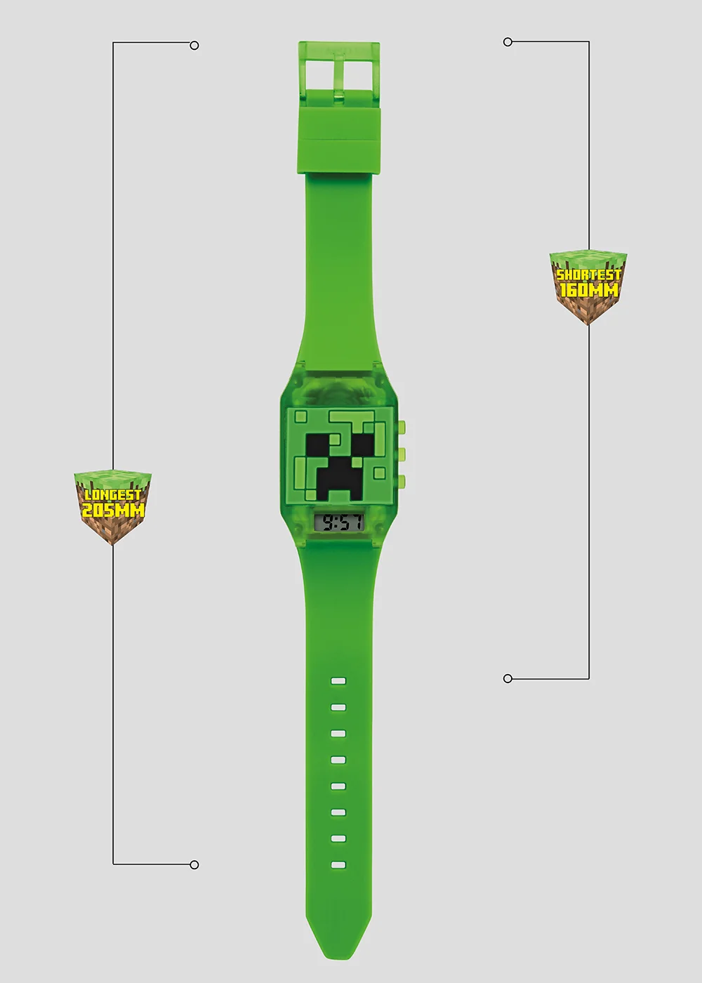 Kids Green Minecraft Light Up Digital Watch (One Size) - One Size Image 3