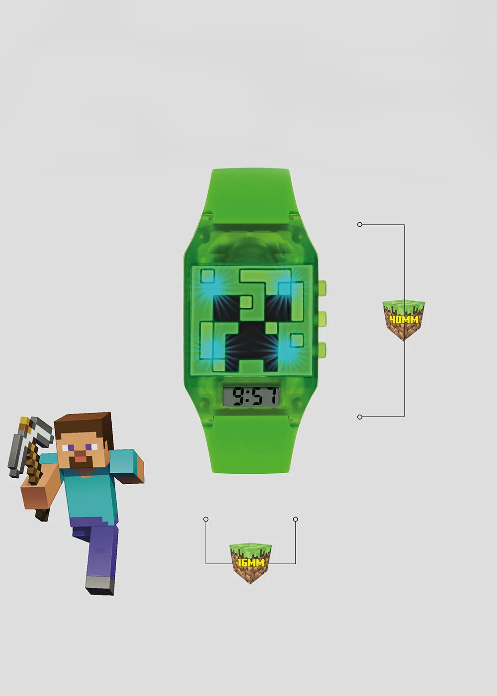 Kids Green Minecraft Light Up Digital Watch (One Size) - One Size Image 4
