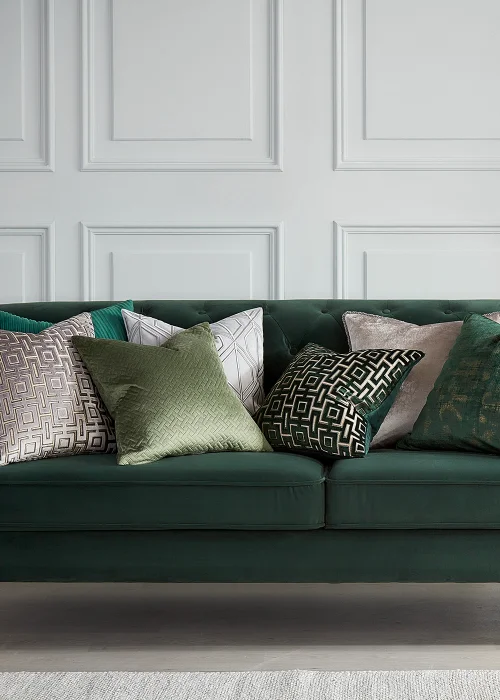 Green Velvet Foil Cushion (50cm x 50cm) Image 3