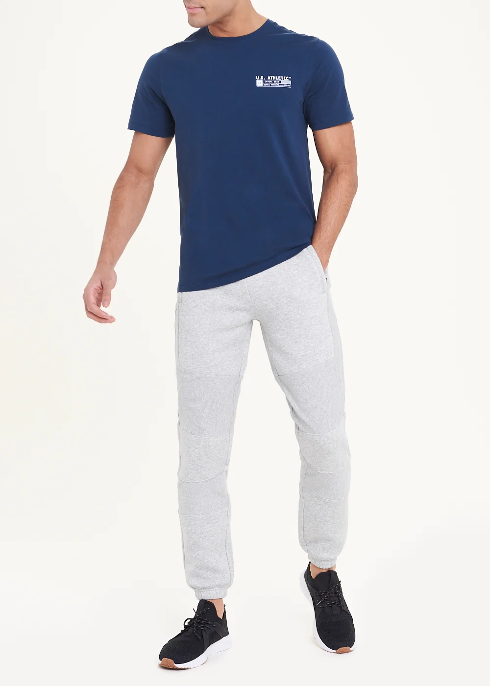 US Athletic Grey Cuffed Panel Joggers - Extra small Image 2