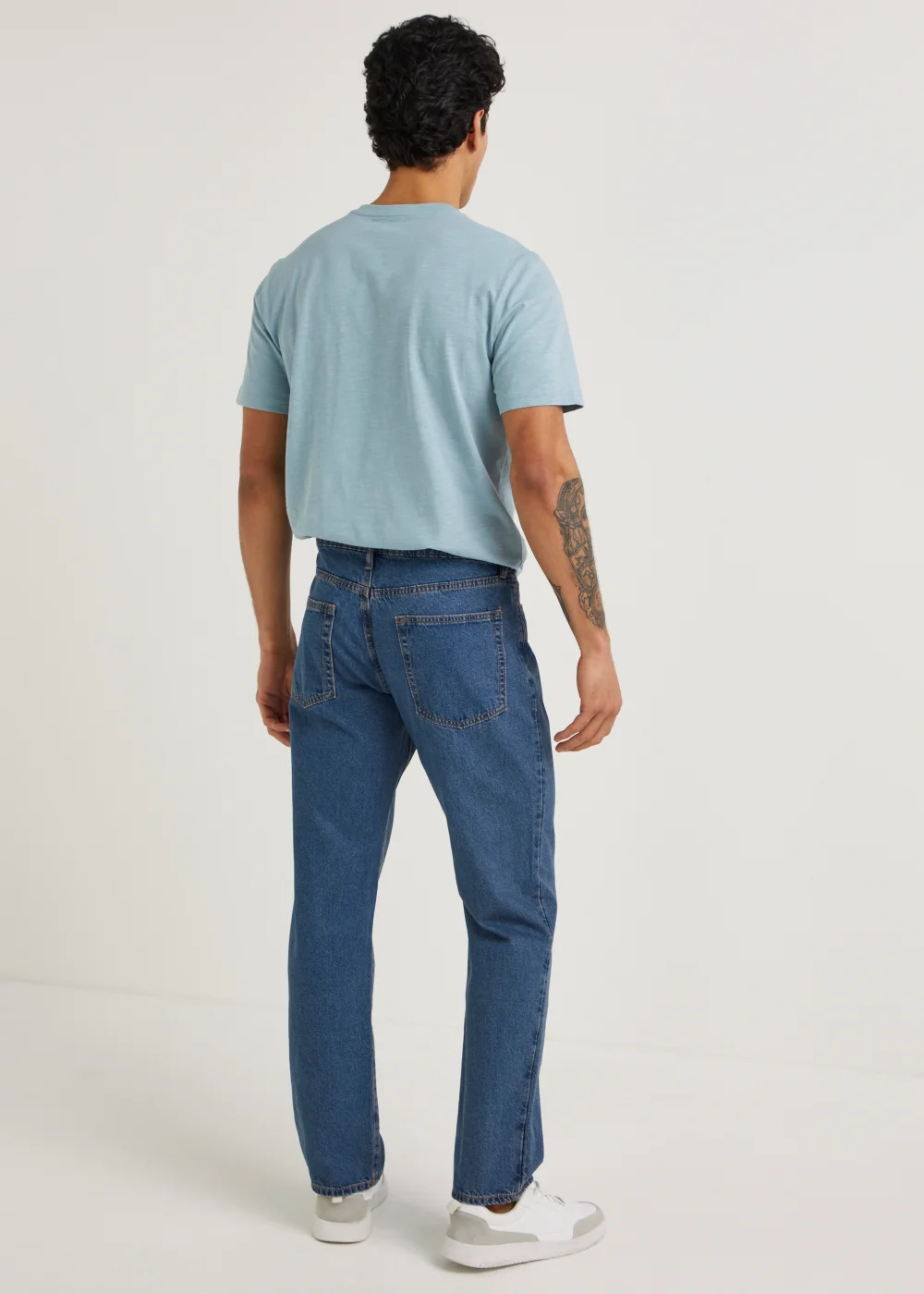 Mid Wash Straight Fit Rigid Jeans - 30 R Image 2