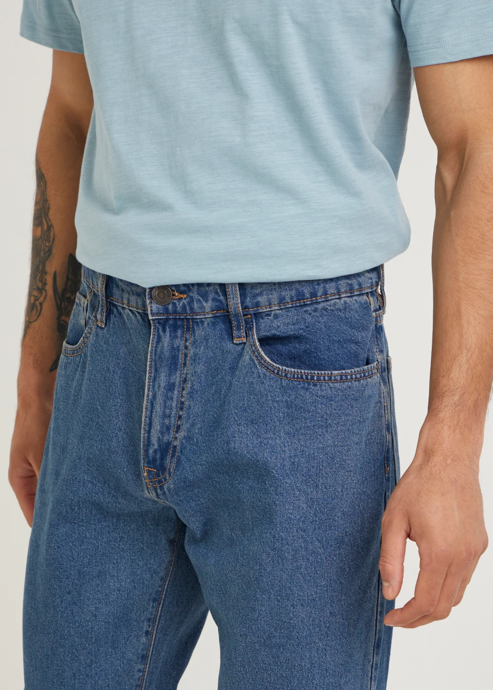 Mid Wash Straight Fit Rigid Jeans - 30 R Image 3