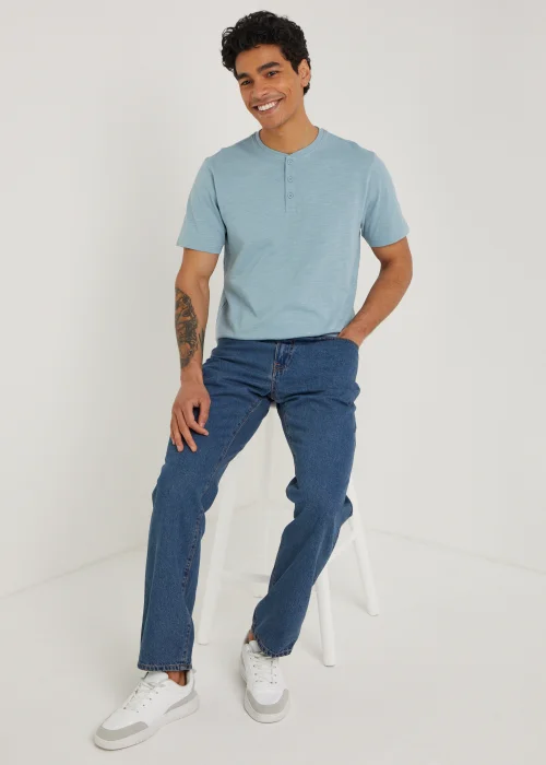 Mid Wash Straight Fit Rigid Jeans - 30 R Image 4