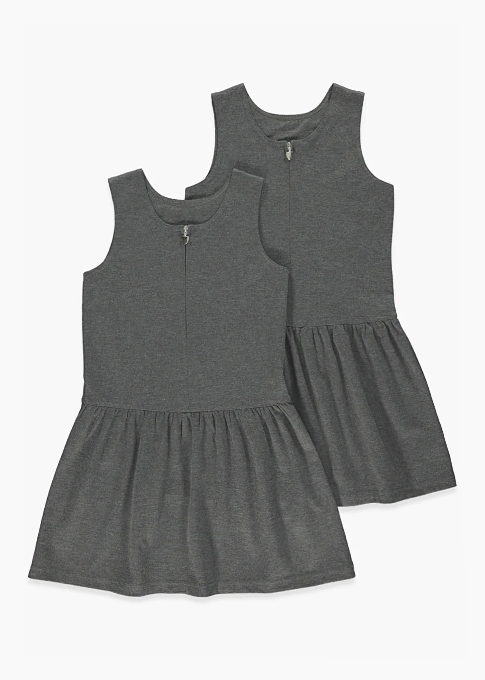 Girls 2 Pack Grey Jersey School Pinafores (3-9yrs) - Age 4 Years Image 1