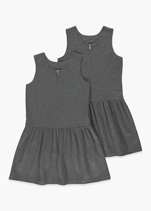 Girls 2 Pack Grey Jersey School Pinafores (3-9yrs) - Age 4 Years Image 1