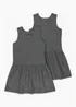 Girls 2 Pack Grey Jersey School Pinafores (3-9yrs) - Age 4 Years Image 1