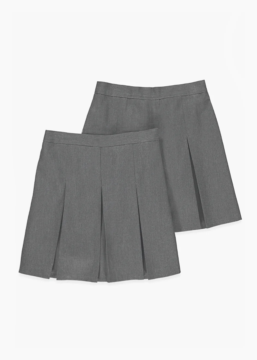 2 Pack Girls Grey Plus Fit Box Pleat Easy Dressing School Skirts (6-16yrs) - 6 Yrs Image 1