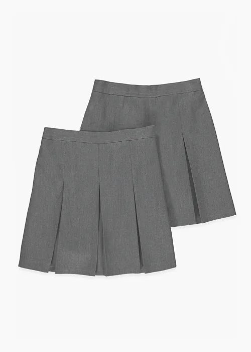 2 Pack Girls Grey Plus Fit Box Pleat Easy Dressing School Skirts (6-16yrs) - 6 Yrs Image 1