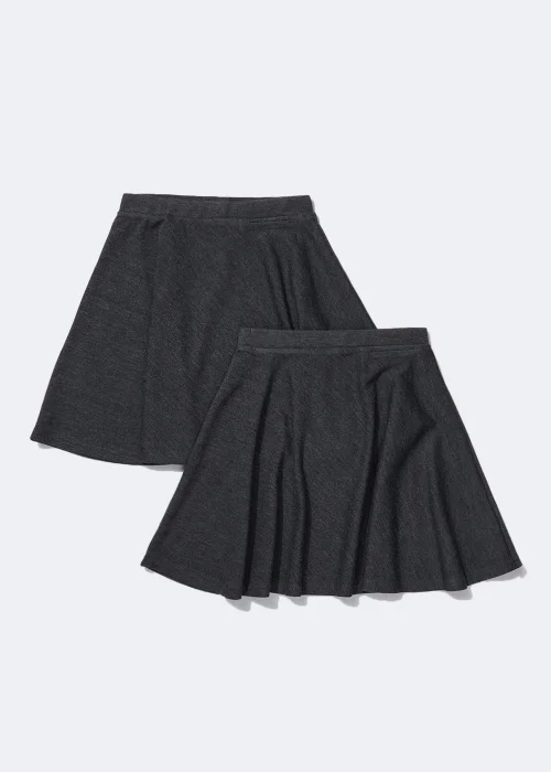 Girls 2 Pack Grey Jersey Easy Dressing School Skirts (4-13yrs) - 4 Yrs Image 1