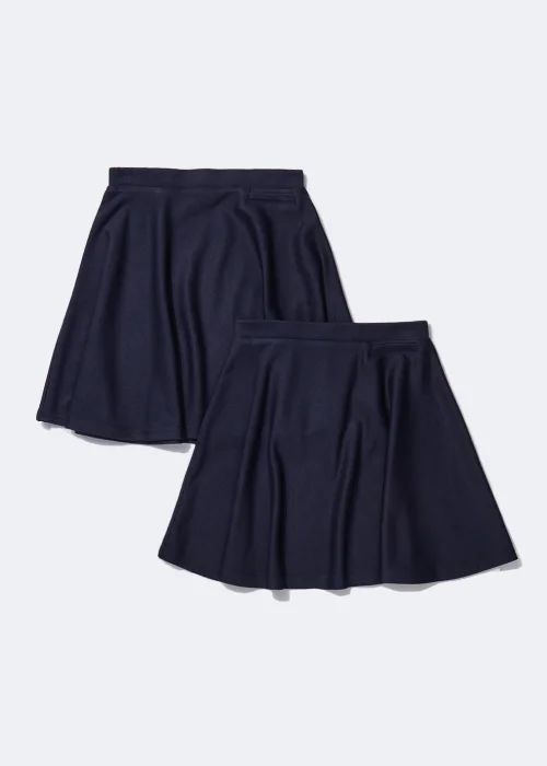 Girls 2 Pack Navy Skater Easy Dressing School Skirts (4-13yrs) - 4 Yrs Image 1