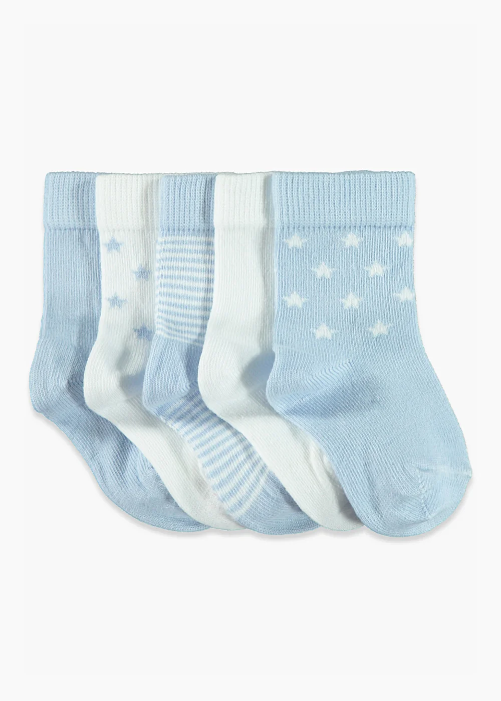 5 Pack Blue Star & Stripe Baby Socks (Newborn-12mths) - Newborn Image 1