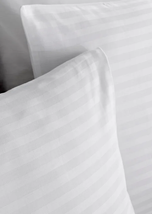 100% Cotton White Satin Stripe Duvet Cover (200 Thread Count) - Super king Image 3