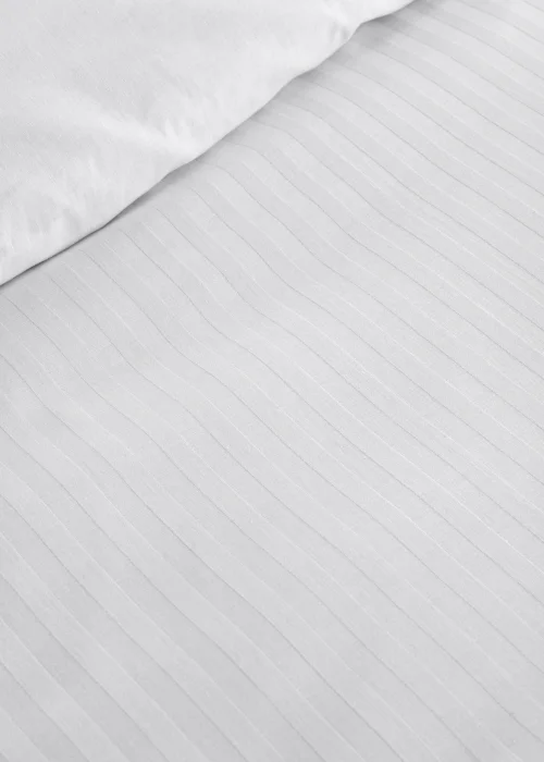 100% Cotton White Satin Stripe Duvet Cover (200 Thread Count) - Super king Image 2