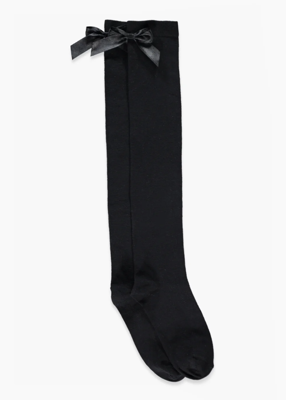 Girls 2 Pack Black Bow Over the Knee Socks (Younger 6-Older 5.5) - 4-5.5 Image 1