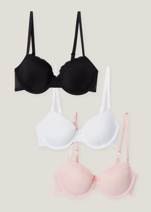 3 Pack Padded Underwired Balcony Bras - 32A Image 1