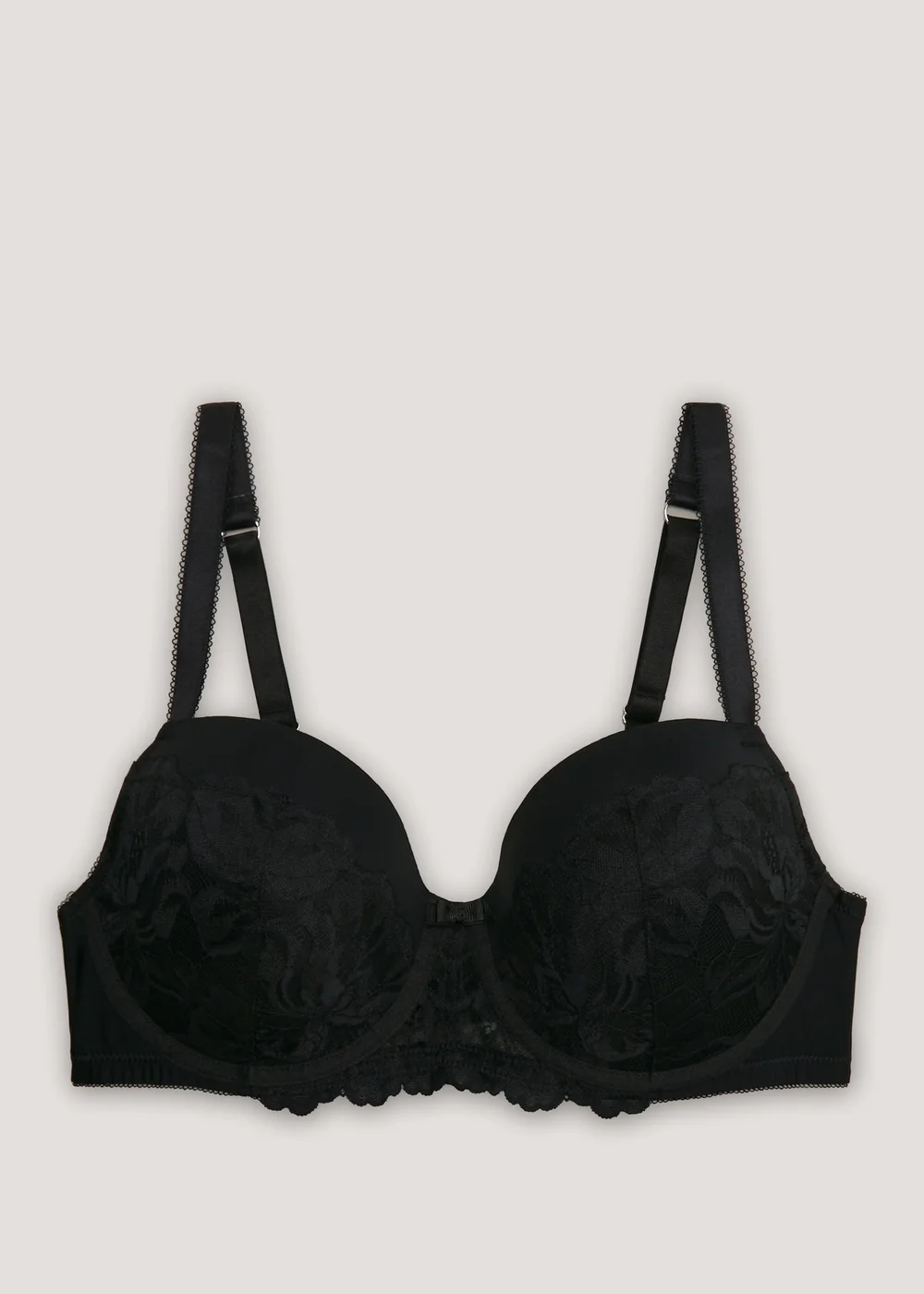 DD+ Black Padded Lace Trim Bra - 32DD Image 4