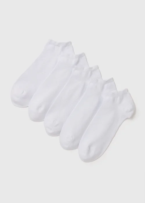 5 Pack White Trainer Socks - 6-8.5 Image 1