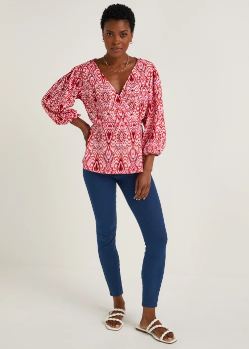 Blue Denim Look High Rise Leggings - 8 Image 1