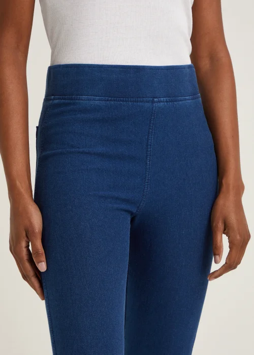 Blue Denim Look High Rise Leggings - 8 Image 3