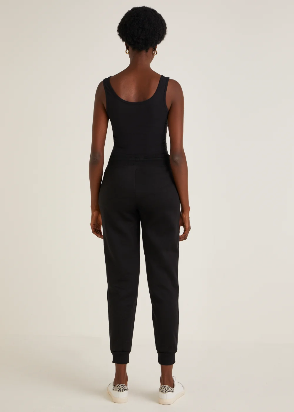 Black Tapered Drawstring Jogging Bottoms - M Image 2
