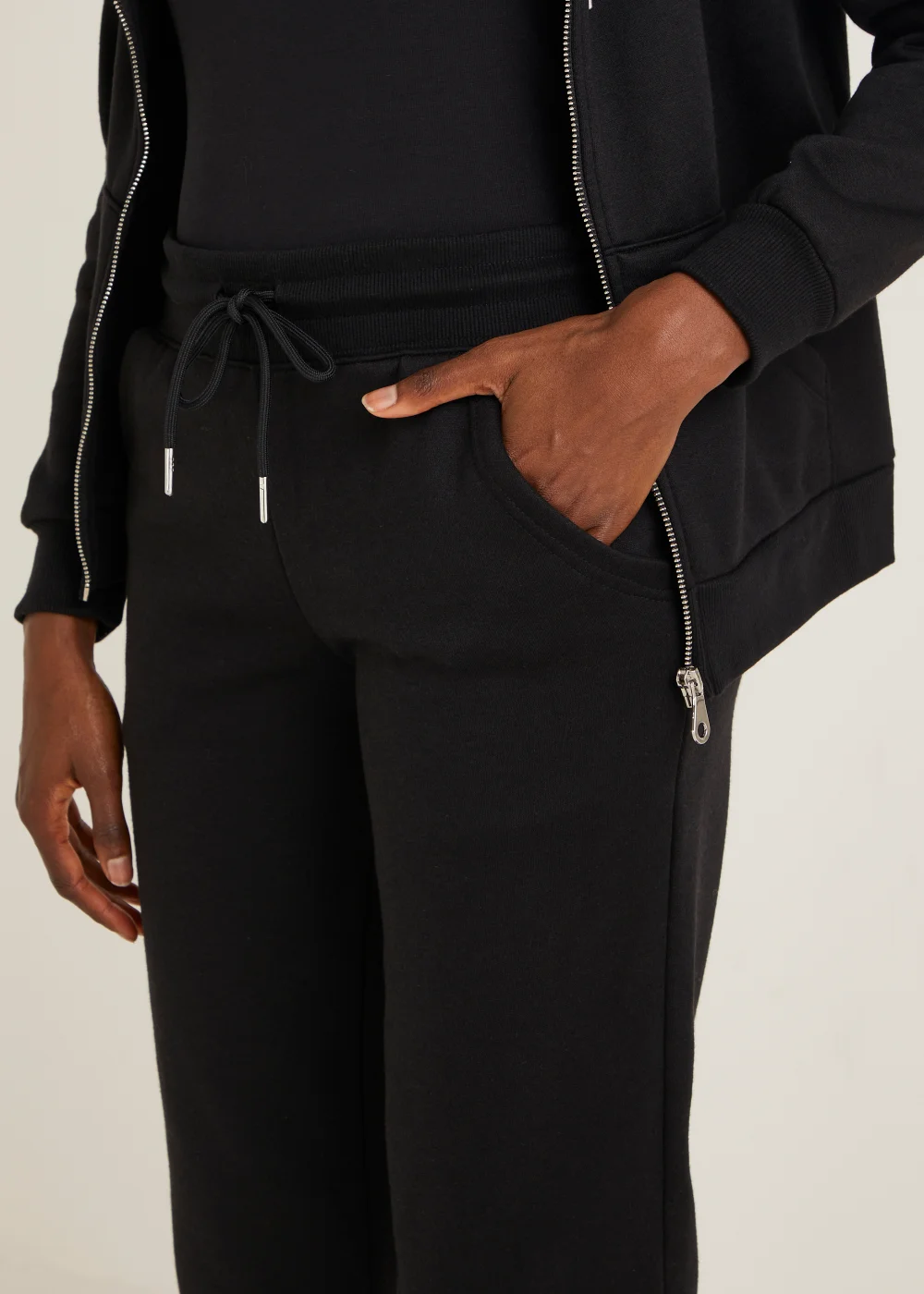 Black Tapered Drawstring Jogging Bottoms - M Image 3