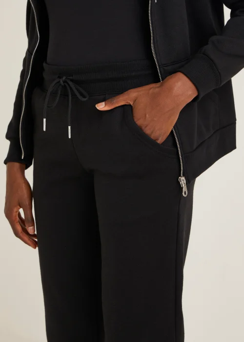 Black Tapered Drawstring Jogging Bottoms - M Image 3