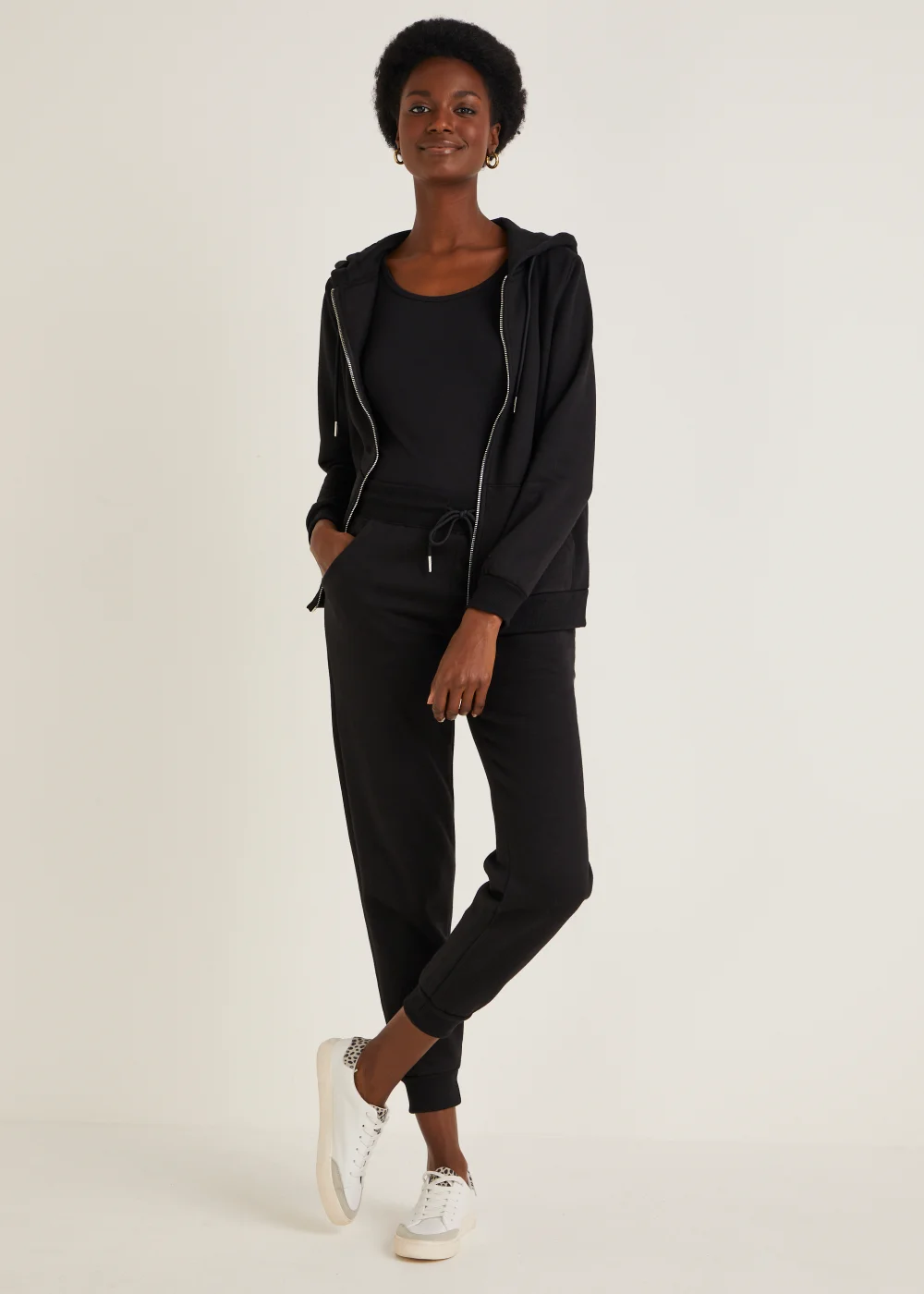 Black Tapered Drawstring Jogging Bottoms - M Image 1