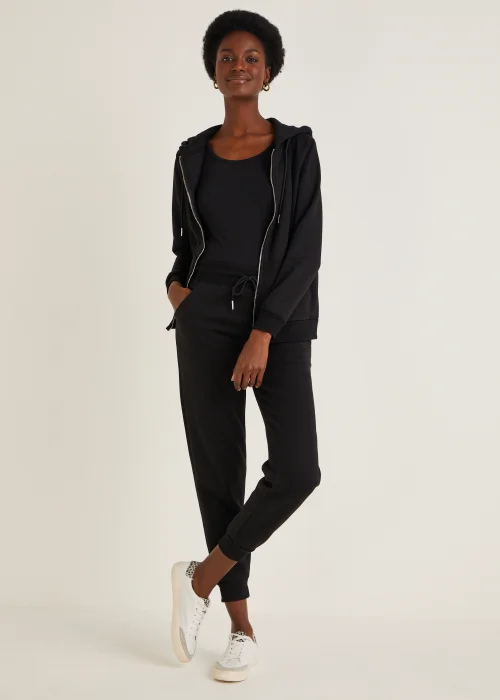 Black Tapered Drawstring Jogging Bottoms - M Image 1