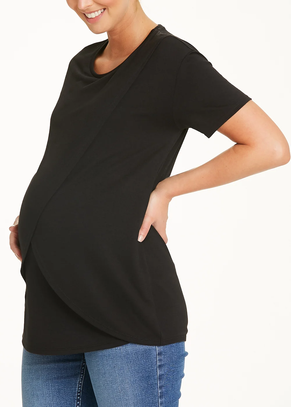 Maternity Black Wrap Nursing Top - 8 Image 1