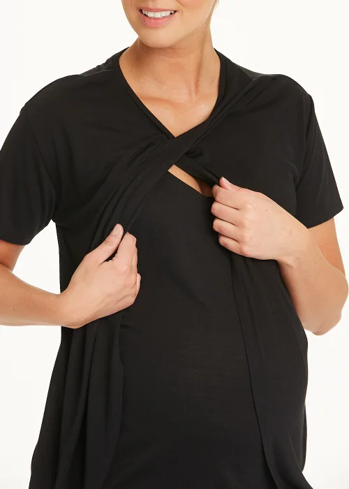 Maternity Black Wrap Nursing Top - 8 Image 2