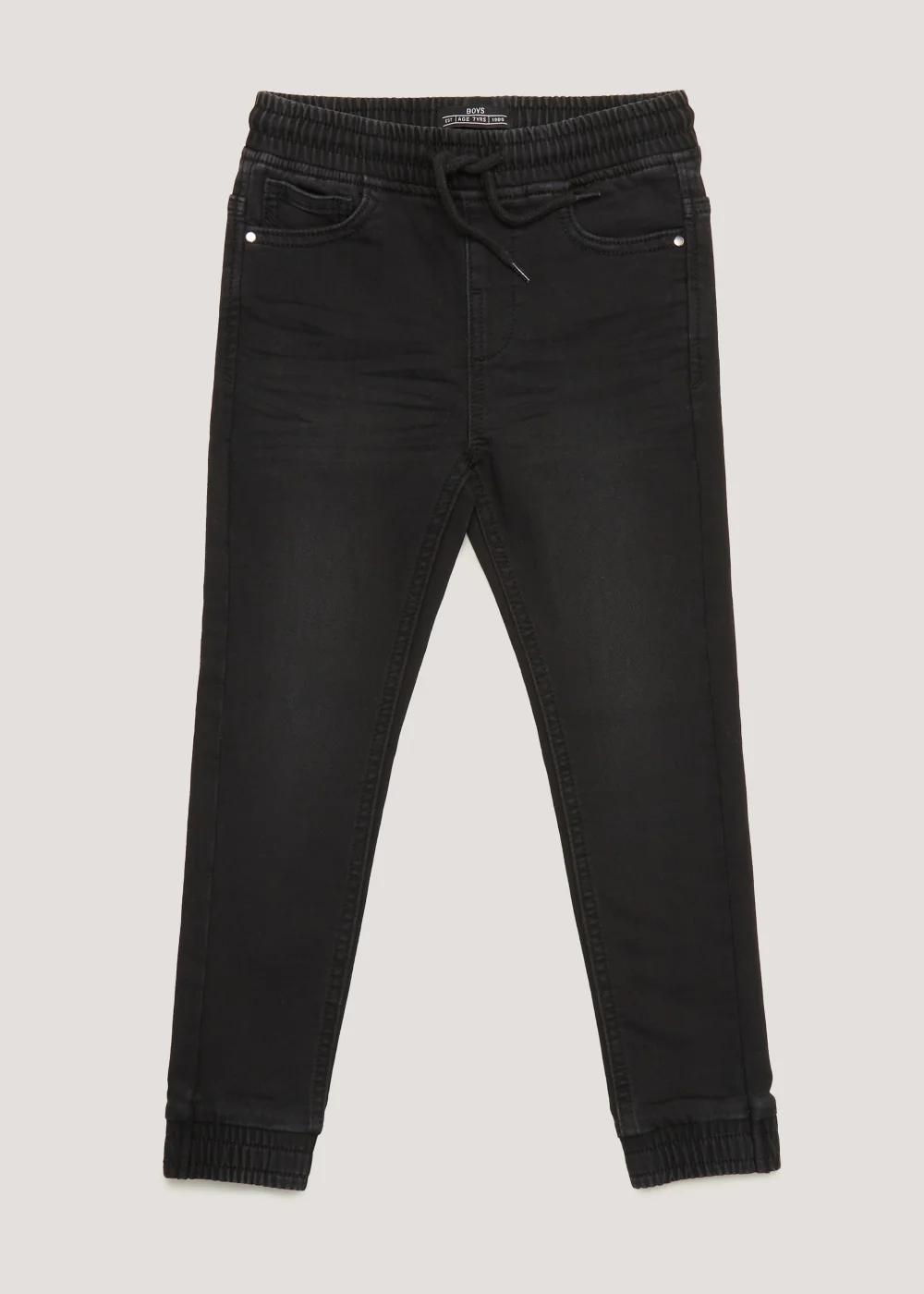 Boys Black Cuffed Jersey Denim Jeans (4-13yrs) - 8 Yrs Image 1