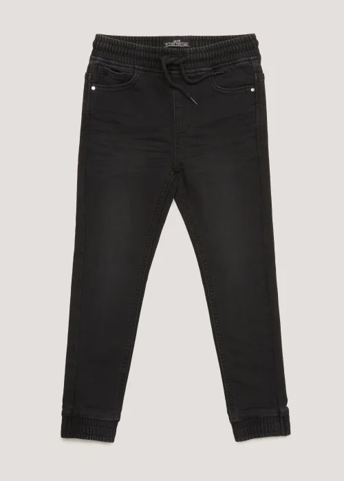 Boys Black Cuffed Jersey Denim Jeans (4-13yrs) - 8 Yrs Image 1