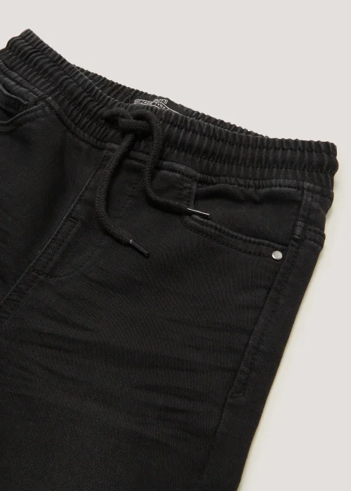Boys Black Cuffed Jersey Denim Jeans (4-13yrs) - 8 Yrs Image 2