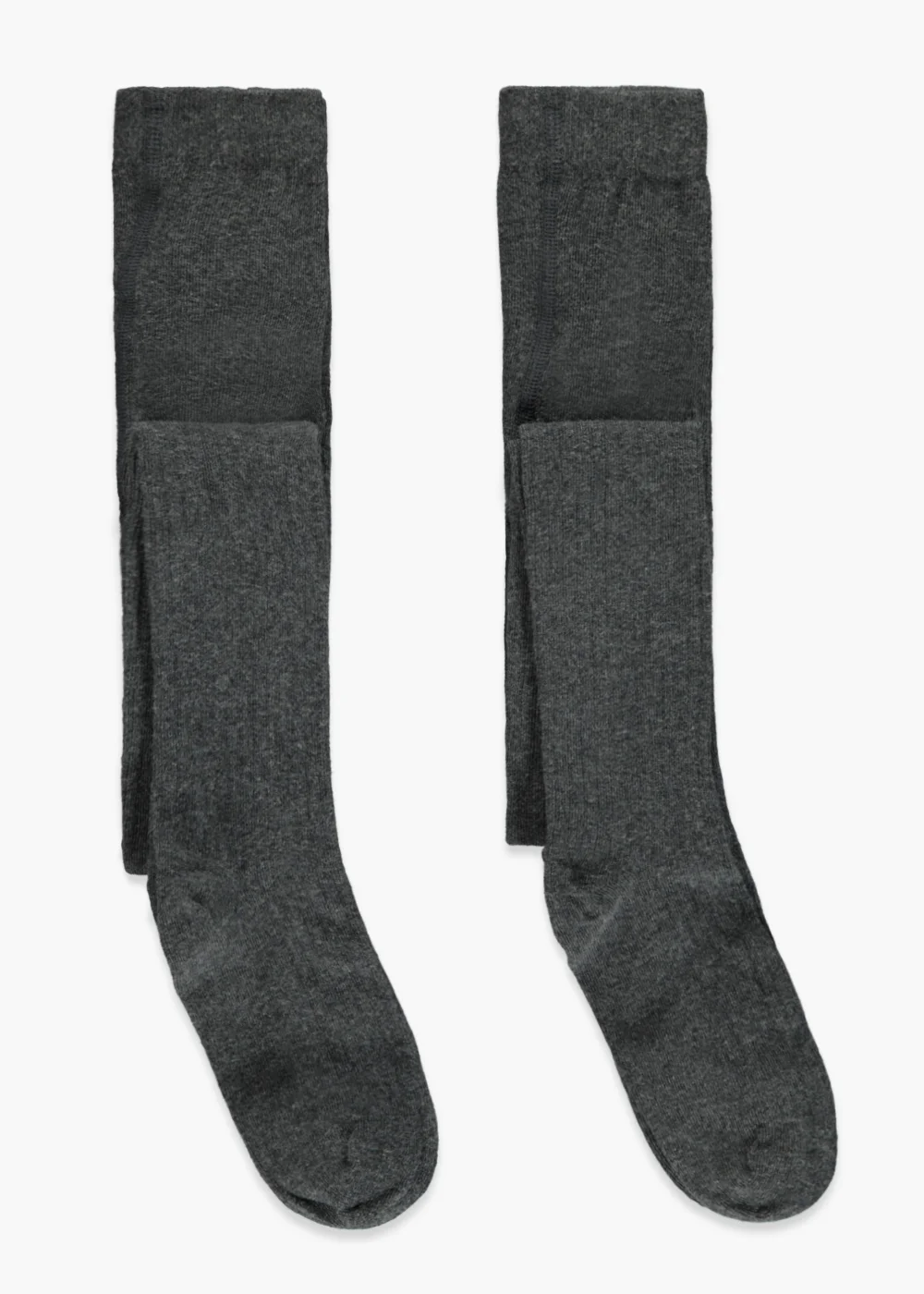 Girls 2 Pack Grey Ribbed Tights (4-13yrs) - 4-5 Yrs Image 1