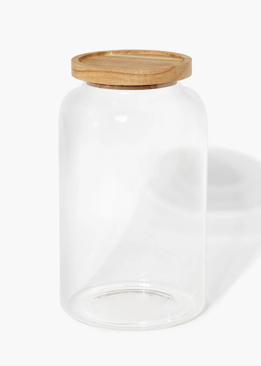 Large Wood Lid Glass Storage Jar (24cm x 14cm) Image 1