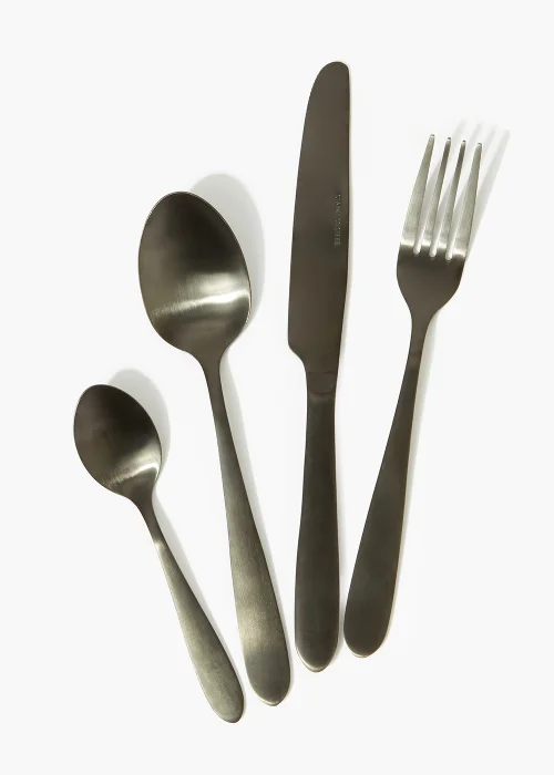 Black 16 Piece Cutlery Set Image 1