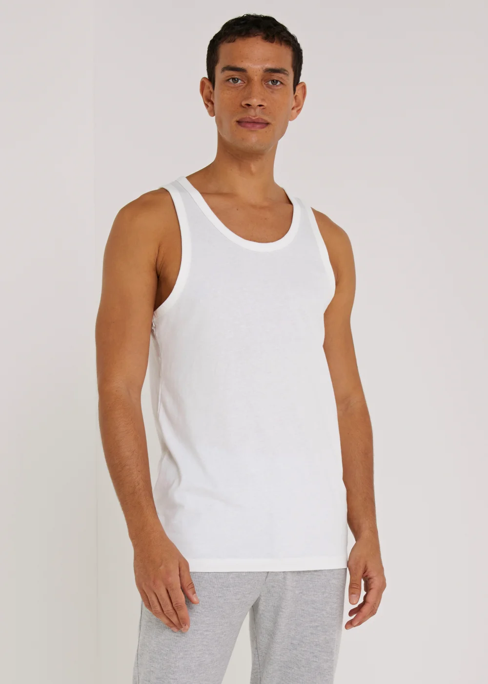 2 Pack White Cotton Vests - S Image 1