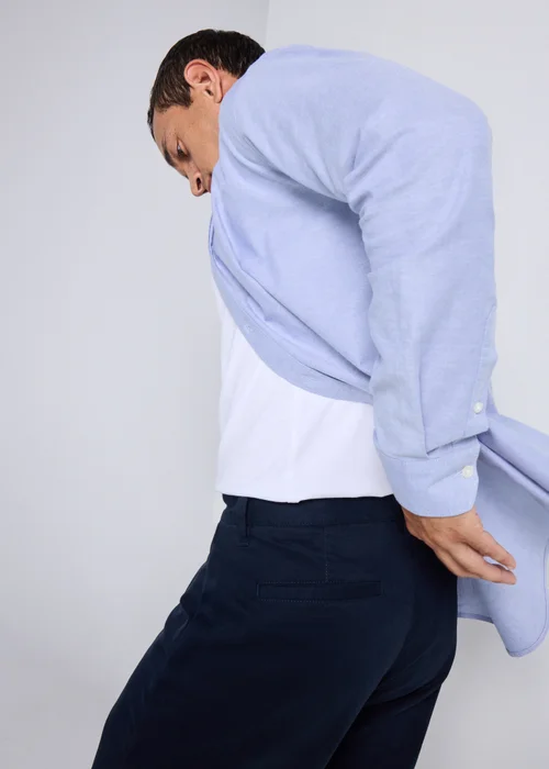 Navy Straight Fit Stretch Chinos - 30 Waist Regular Image 3