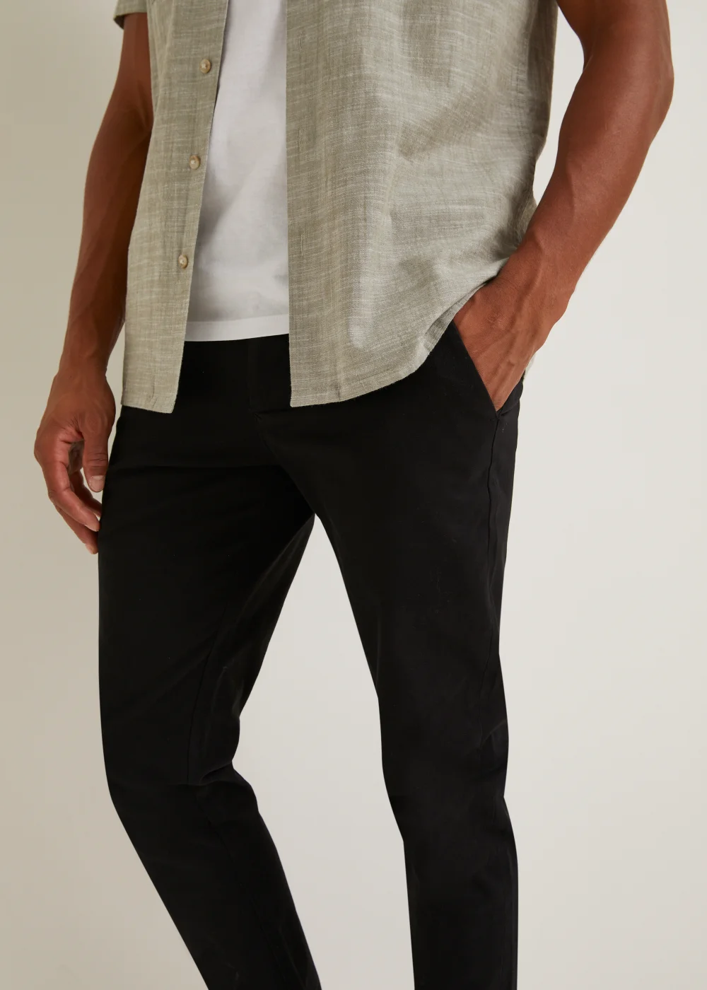 Black Slim Fit Stretch Chinos - 30 Waist Regular Image 1
