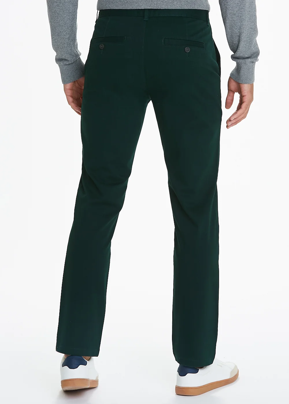 Dark Green Straight Fit Stretch Chinos - 30 Waist Regular Image 4