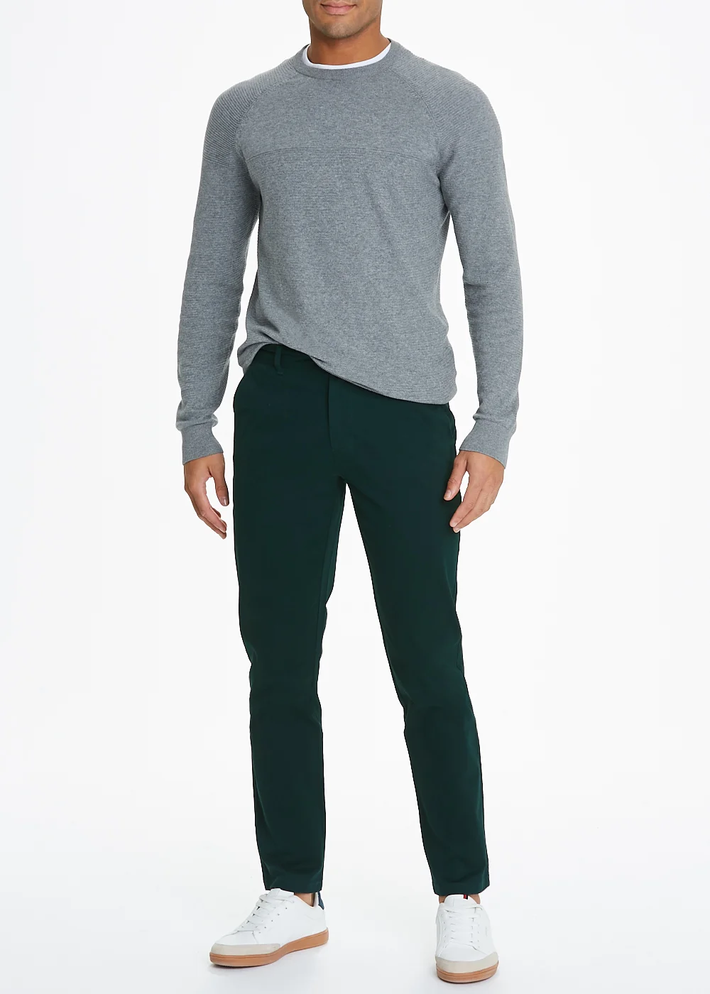 Dark Green Straight Fit Stretch Chinos - 30 Waist Regular Image 3