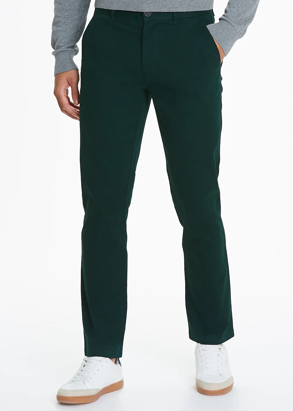 Dark Green Straight Fit Stretch Chinos - 30 Waist Regular Image 1