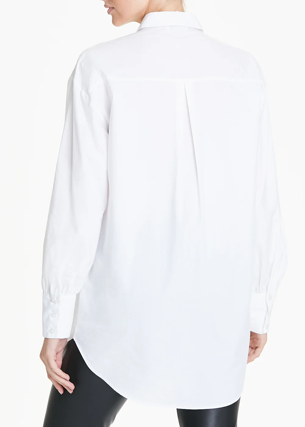 White Longline Cotton Shirt - Size 8 Image 2