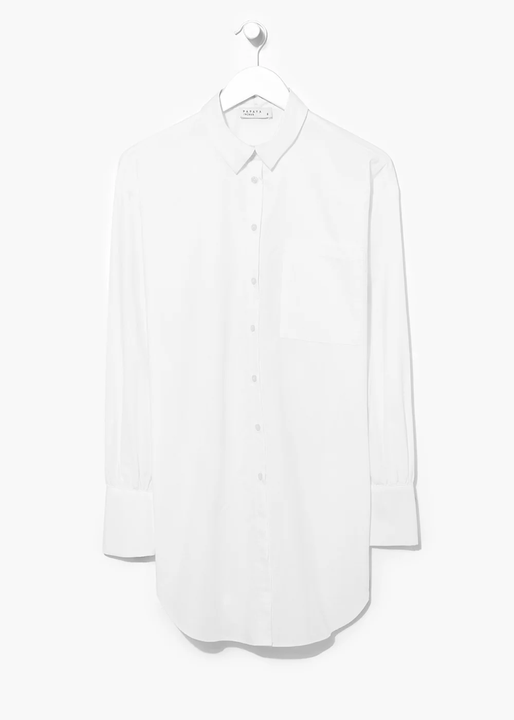 White Longline Cotton Shirt - Size 8 Image 5