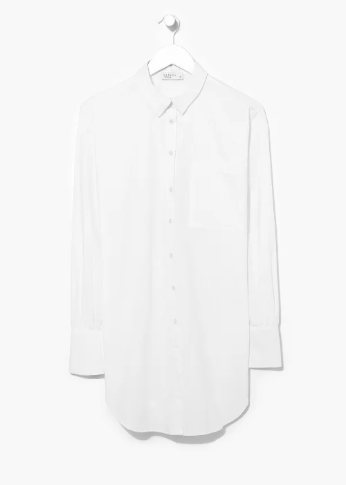 White Longline Cotton Shirt - Size 8 Image 5