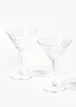 2 Pack Embossed Martini Glasses (17cm x 11cm) Image 1