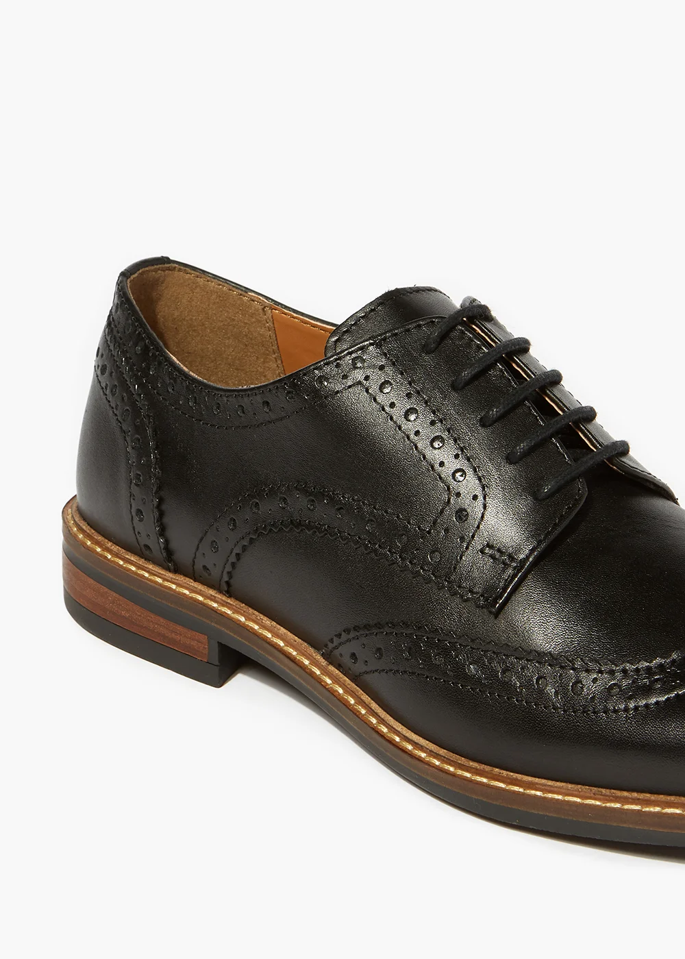 Black Leather Formal Brogues - Size 6 Image 2
