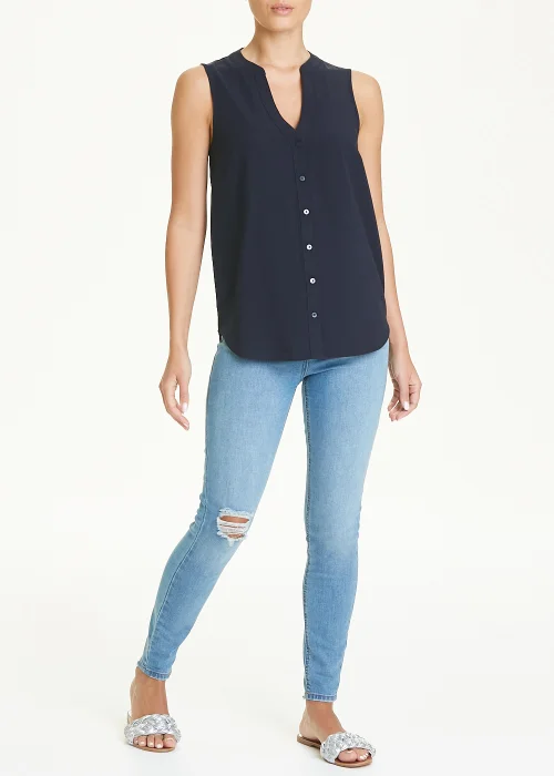 Navy Sleeveless Blouse - 8 Image 3