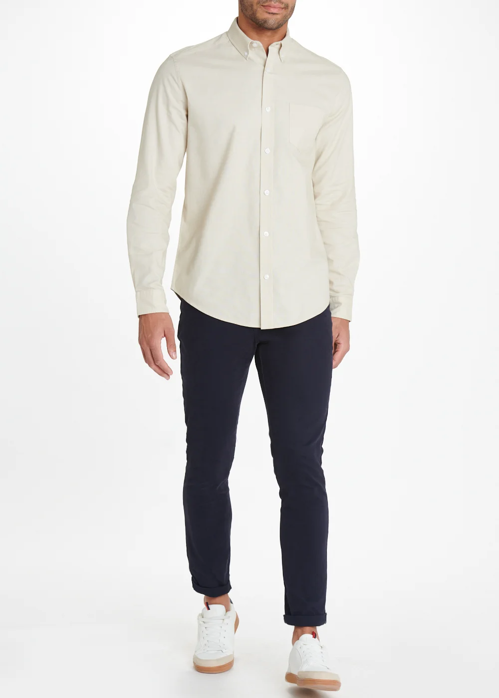 Ecru Long Sleeve Oxford Shirt - Small Image 4